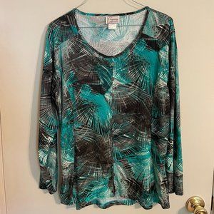 Company Collection Velour Top w/ Fake Buttons